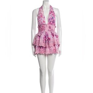 LoveShackFancy Pink Floral Mini Dress